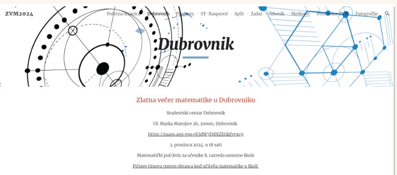 Zlatna večer matematike 2024. – Pub kviz za učenike 8. razreda