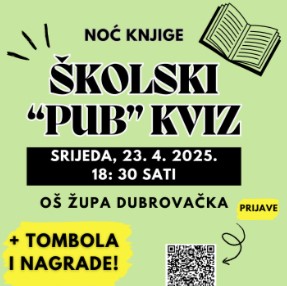 Školski „pub“ kviz u OŠ Župa dubrovačka – Noć knjige, 23. travnja 2025.